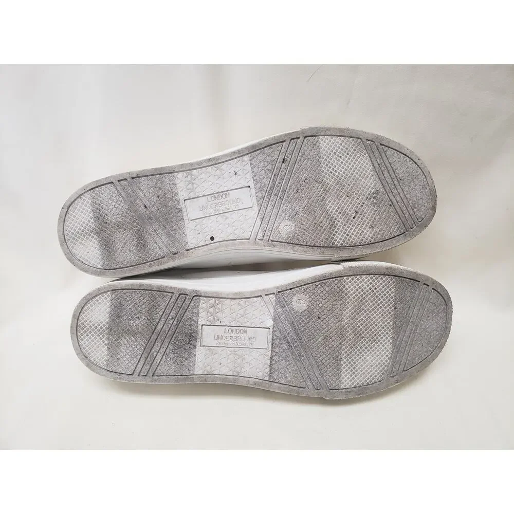 London Underground Kensa White & Gold Shoes - Women's Size 8 Sneakers